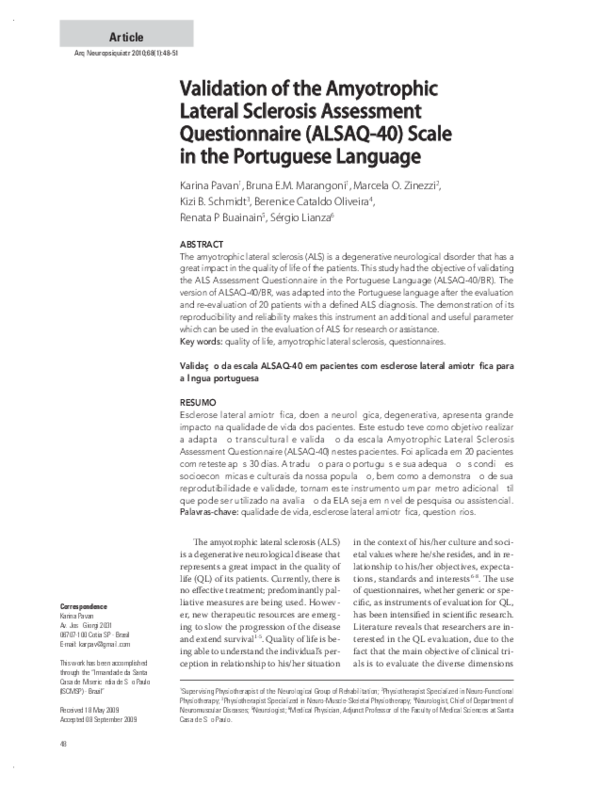 (PDF) Validation of the Amyotrophic Lateral Sclerosis Assessment ...