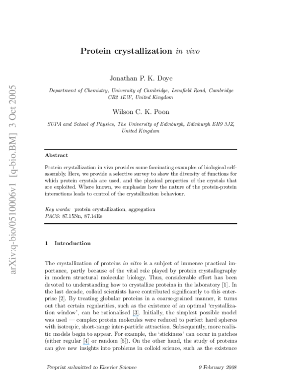 (PDF) Protein crystallization in vivo