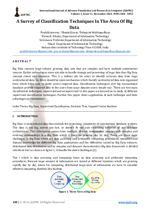 (PDF) A Survey of Classification Techniques