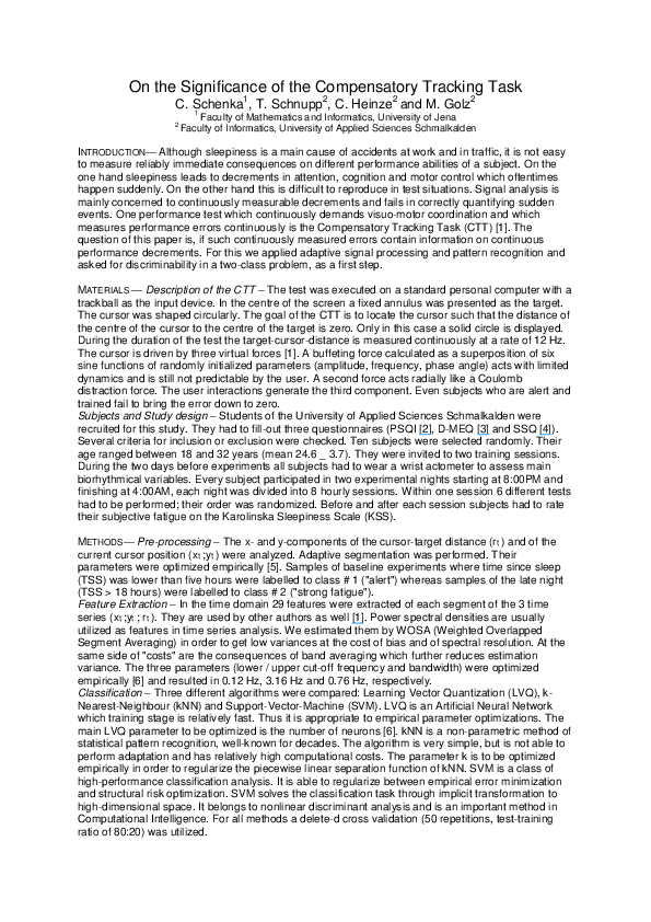 (PDF) On the Significance of the Compensatory Tracking Task