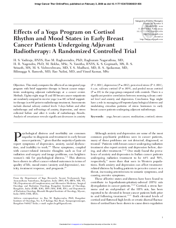 (PDF) Effects of a Yoga Program on Cortisol Rhythm and Mood States in ...