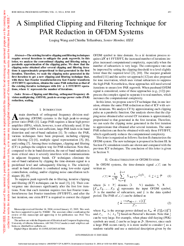 (PDF) A simplified clipping and filtering technique for PAR reduction ...