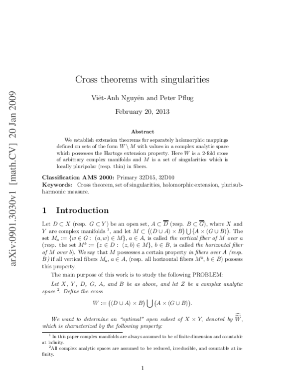 (PDF) Cross Theorems with Singularities