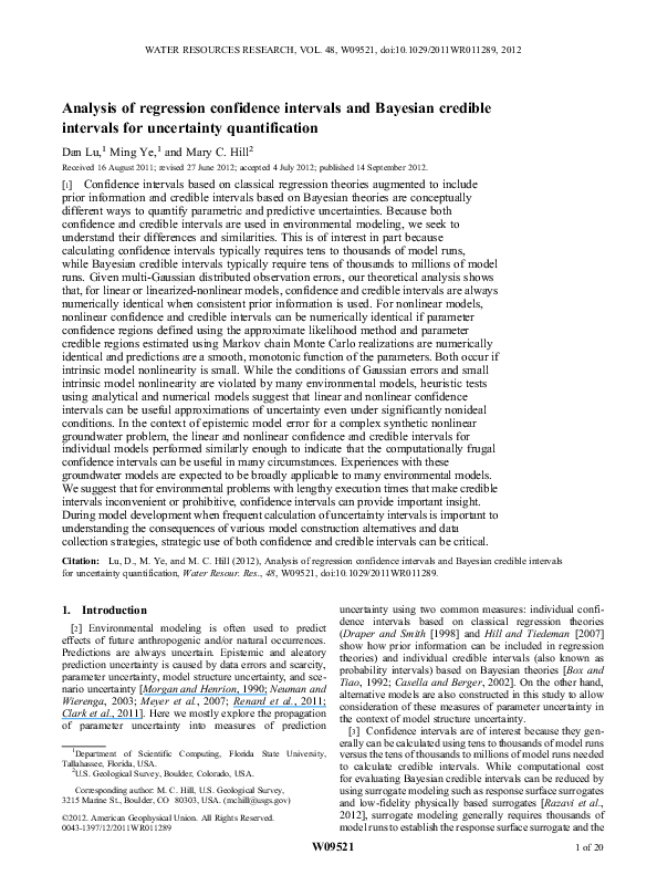 (PDF) Analysis of regression confidence intervals and Bayesian credible ...
