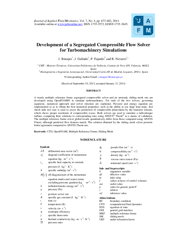 (PDF) Development of a Segregated Compressible Flow Solver for ...