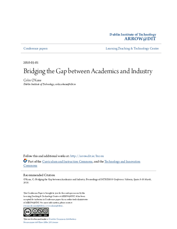 (PDF) Bridging the Gap between Academics and Industry BRIDGING THE GAP ...