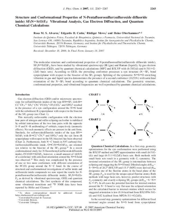 (PDF) Structure and Conformational Properties of N-Pentafluorosulfur ...