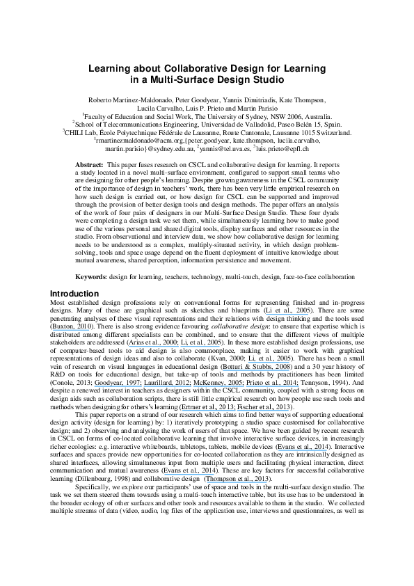 (PDF) Learning about Collaborative Design for Learning in a Multi ...