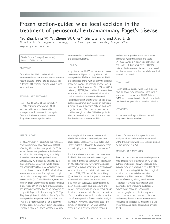 (PDF) Frozen sectionguided wide local excision in the treatment of penoscrotal extramammary