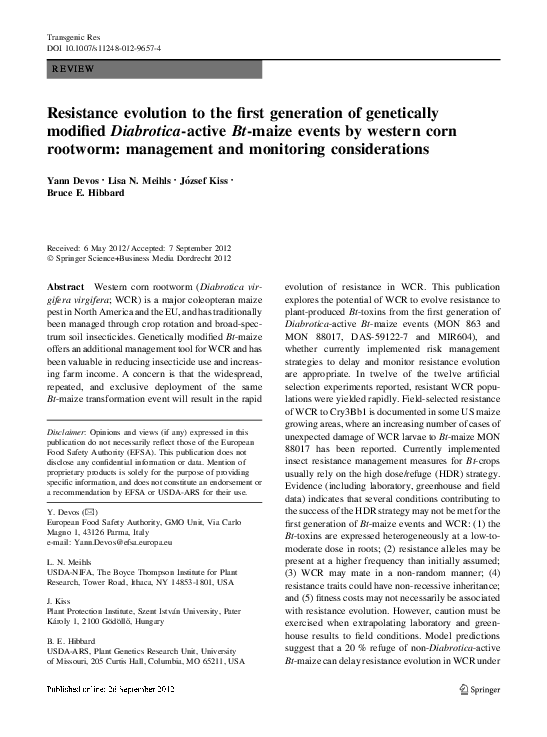 (PDF) Movement and survival of corn rootworm in seed mixtures of