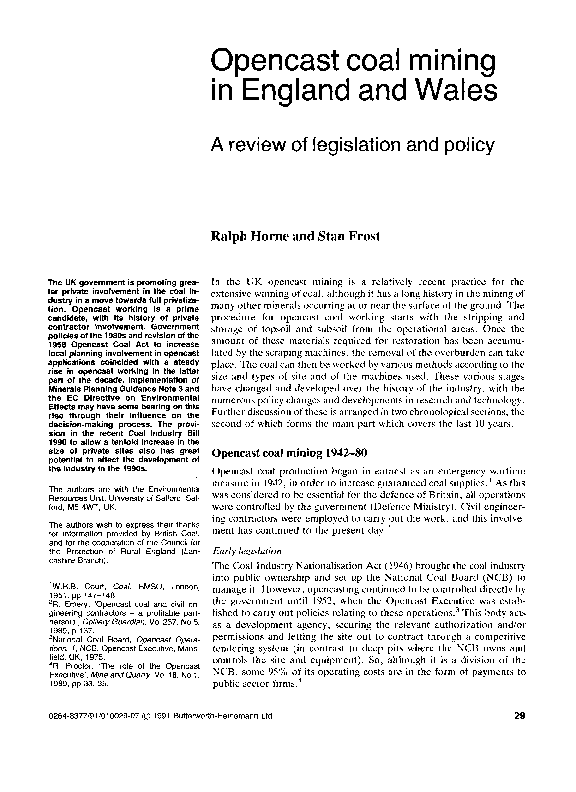 (PDF) Opencast coal mining in England and Wales