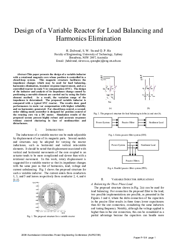 (PDF) Design of a variable reactor for load balancing and harmonics ...