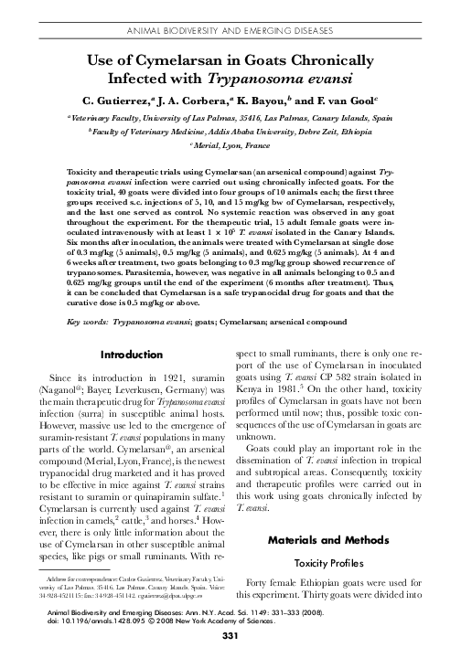 (PDF) Use of Cymelarsan in Goats Chronically Infected with Trypanosoma ...