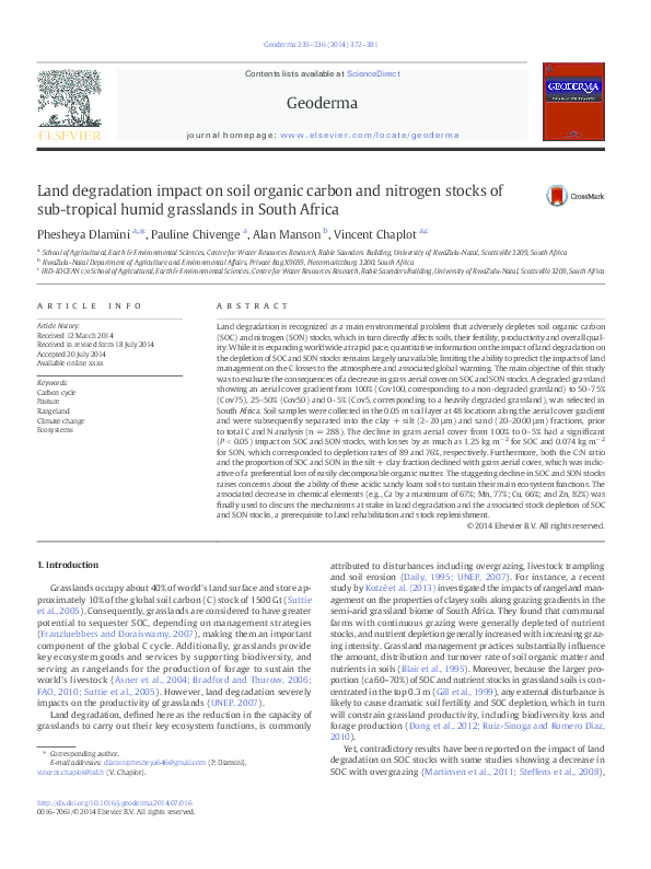 (PDF) Land degradation impact on soil organic carbon and nitrogen ...