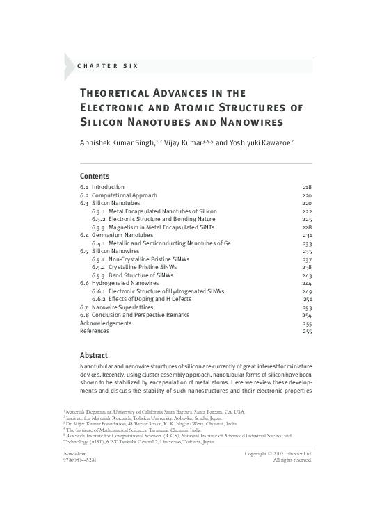 (PDF) Theoretical Advances in the Electronic and Atomic Structures of ...