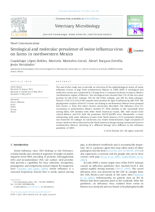 (PDF) Serological and molecular prevalence of swine influenza virus on ...
