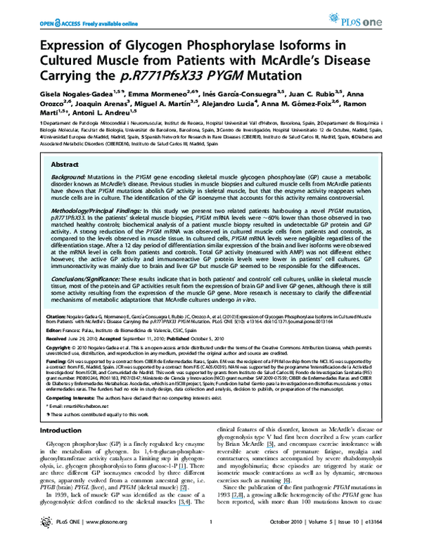 (PDF) Expression of Glycogen Phosphorylase Isoforms in Cultured Muscle ...