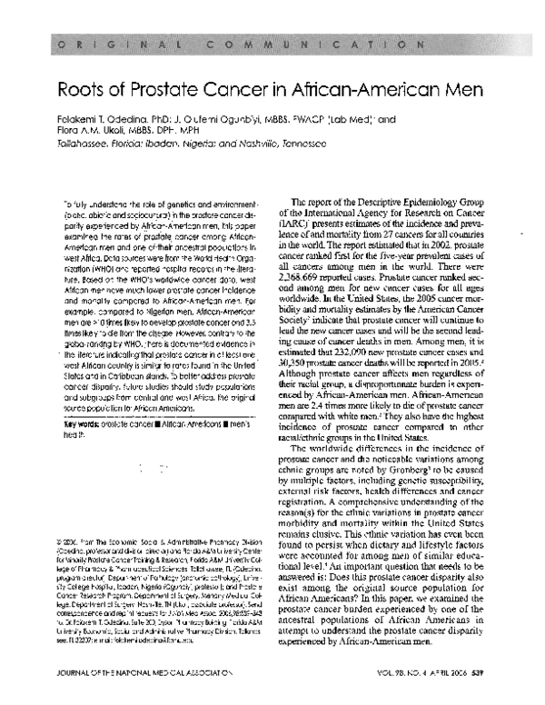 (PDF) Roots of prostate cancer in African-American men