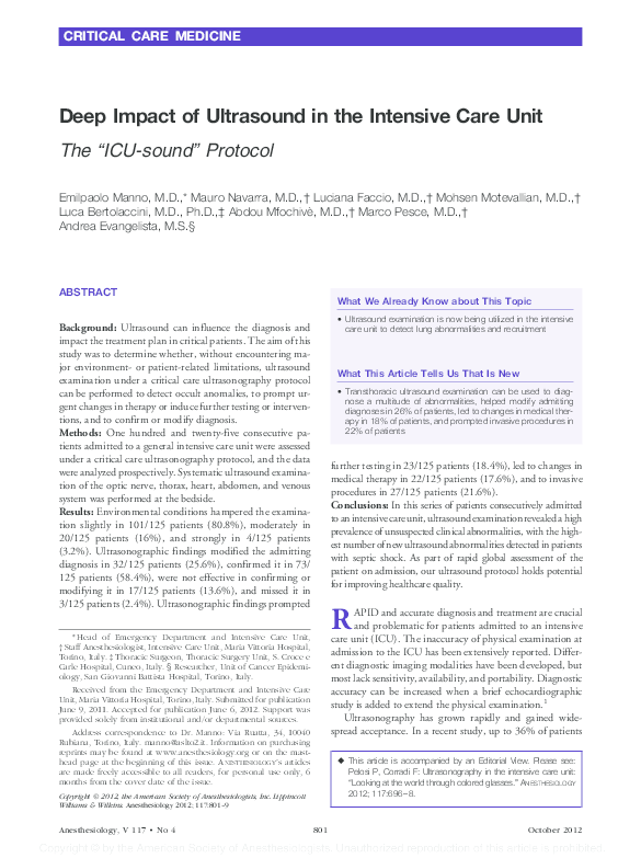 (PDF) Deep impact of ultrasound in the intensive care unit: the "ICU ...