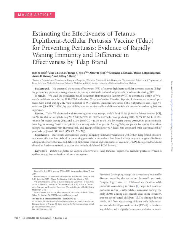 (PDF) Estimating the effectiveness of tetanus-diphtheria-acellular ...