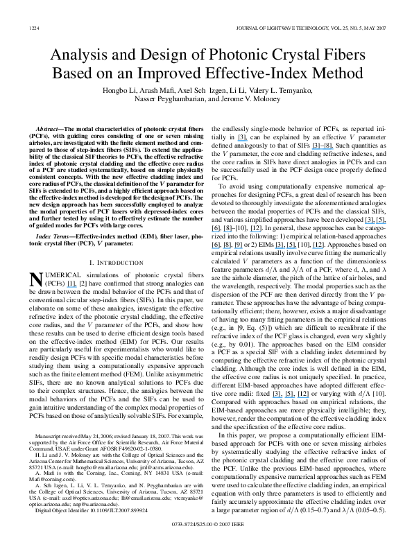 (PDF) Analysis and Design of Photonic Crystal Fibers Based on an ...