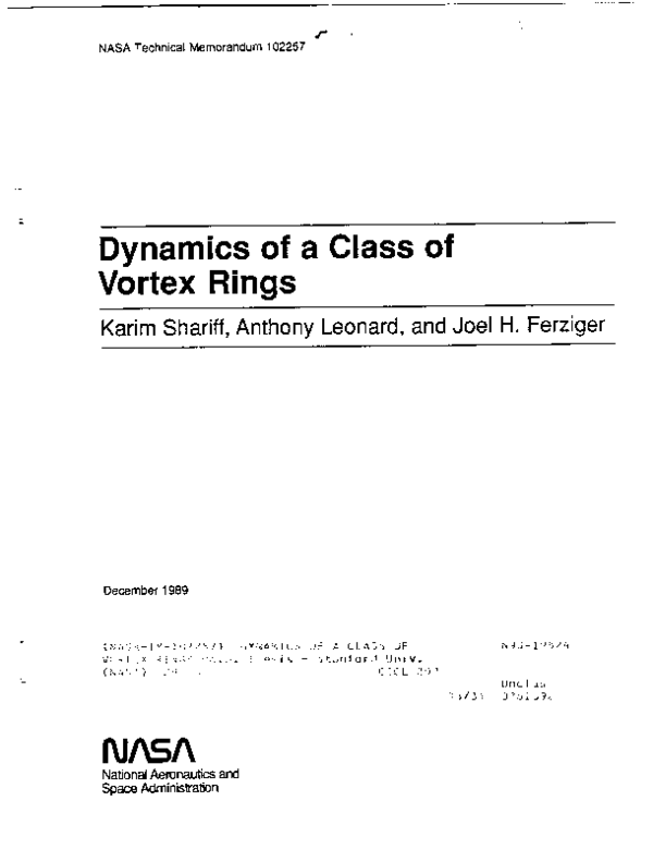 PDF) Dynamics of a class of vortex rings