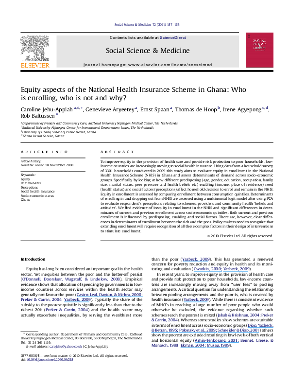 (PDF) Equity aspects of the National Health Insurance Scheme in Ghana ...