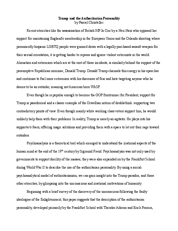 Authoritarian personality essay image