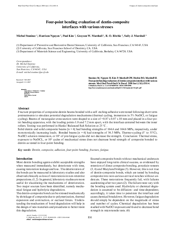 (PDF) Fourpoint bending evaluation of interfaces with