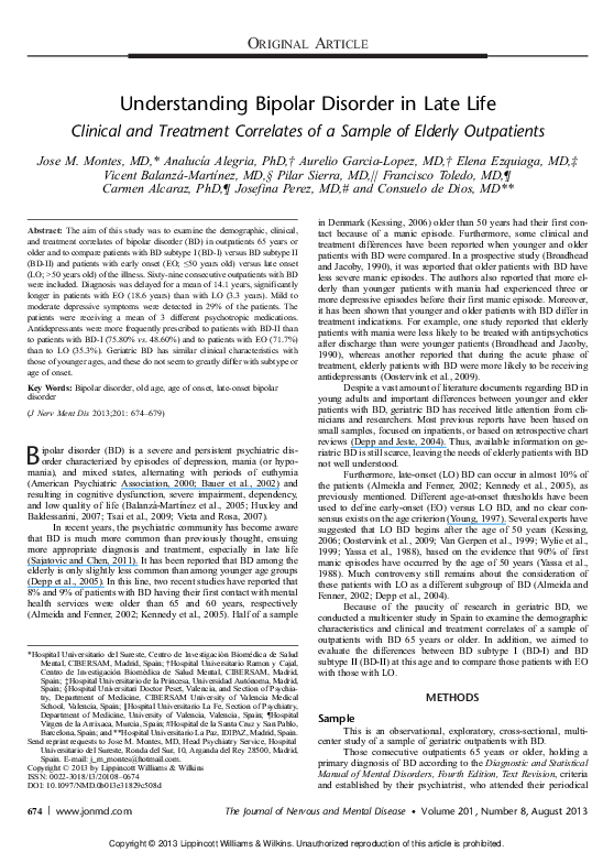 (PDF) Understanding Bipolar Disorder in Late Life