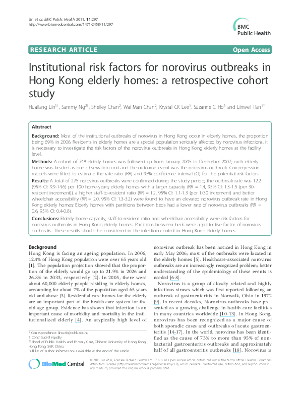 (PDF) Institutional risk factors for norovirus outbreaks in Hong Kong ...
