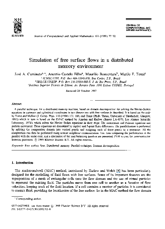 (PDF) Simulation of free surface flows in a distributed memory environment