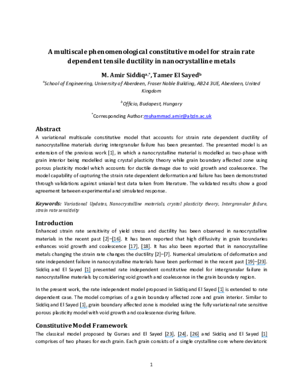(PDF) A multiscale phenomenological constitutive model for strain rate ...