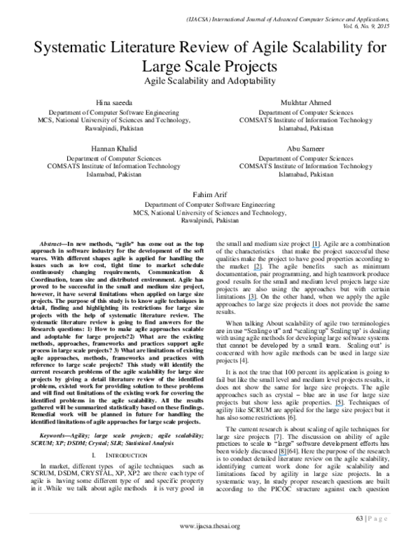 (PDF) Systematic Literature Review of Agile Scalability for Large Scale ...