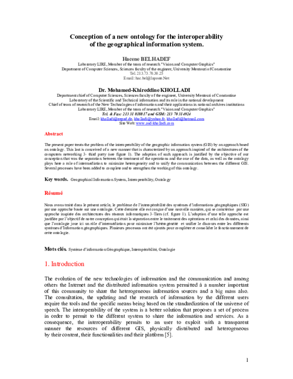 (PDF) Conception of a new ontology for the interoperability of the ...