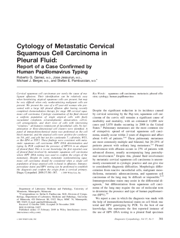 (PDF) Cytology of metastatic cervical squamous cell carcinoma in ...