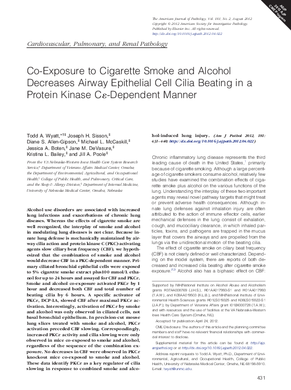 (PDF) CoExposure to Cigarette Smoke and Alcohol Decreases Airway