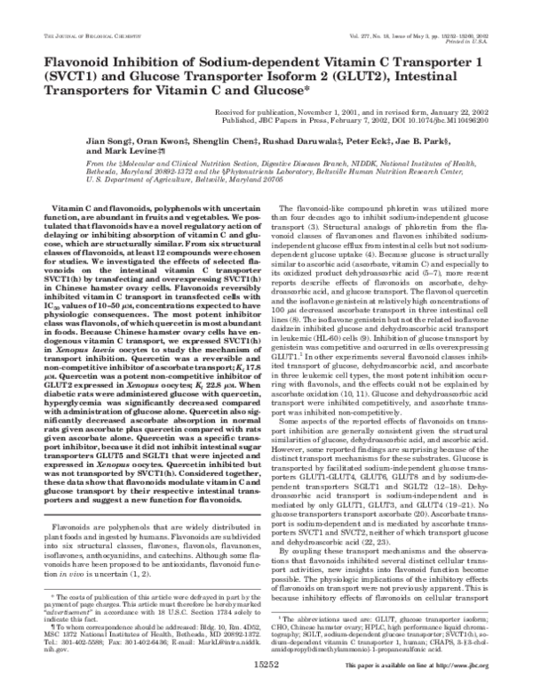 (PDF) Flavonoid inhibition of sodium-dependent vitamin C transporter 1 ...