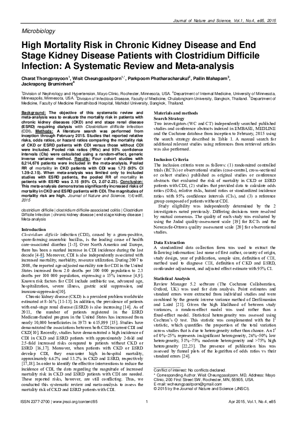 (PDF) High Mortality Risk in Chronic Kidney Disease and End Stage ...