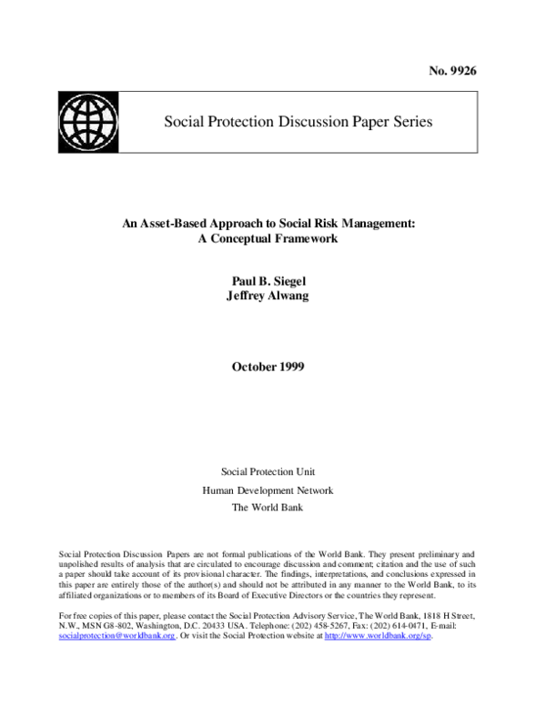 (PDF) An asset-based approach to social risk management: A conceptual ...