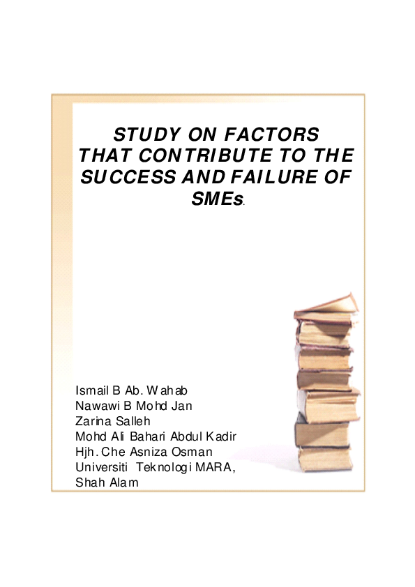 (PDF) STUDY ON FACTORS THAT CONTRIBUTE TO THE SUCCESS AND FAILURE OF SMEs