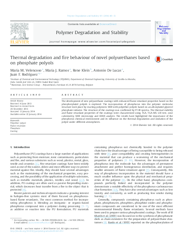 (PDF) Thermal degradation and fire behaviour of novel polyurethanes ...