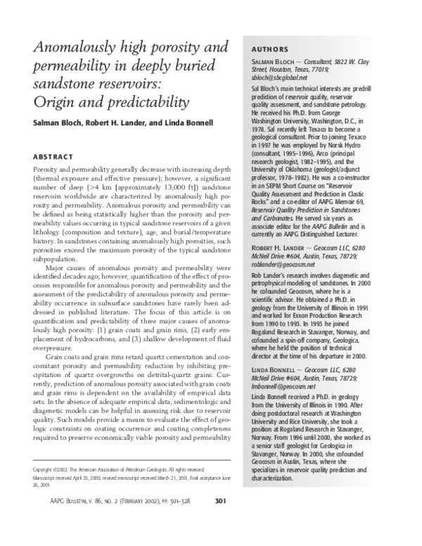 (PDF) Anomalously high porosity and permeability in deeply buried ...
