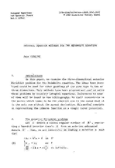 (PDF) Integral equation methods for the Helmholtz equation
