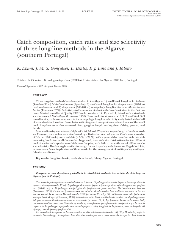 (PDF) Catch composition, catch rates and size selectivity of three long ...