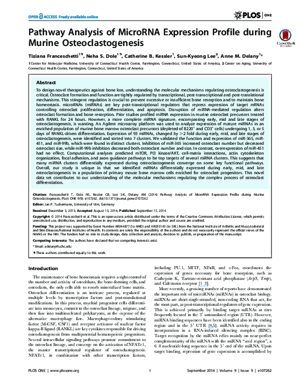 (PDF) Pathway analysis of microRNA expression profile during murine ...