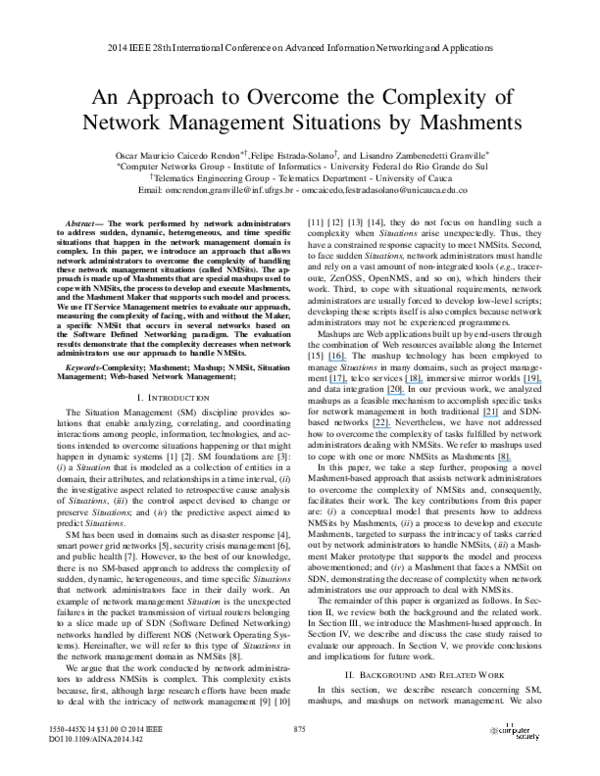 (PDF) An Approach to Overcome the Complexity of Network Management ...