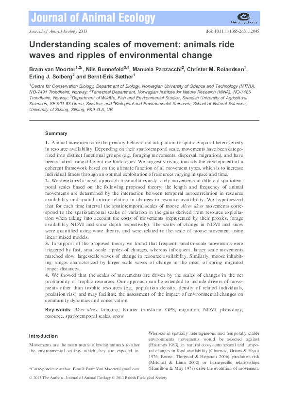 (PDF) Understanding scales of movement: animals ride waves and ripples ...