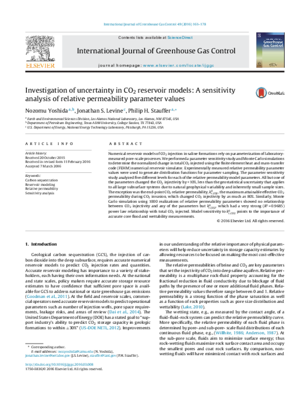 (PDF) Investigation of uncertainty in CO 2 reservoir models: A ...