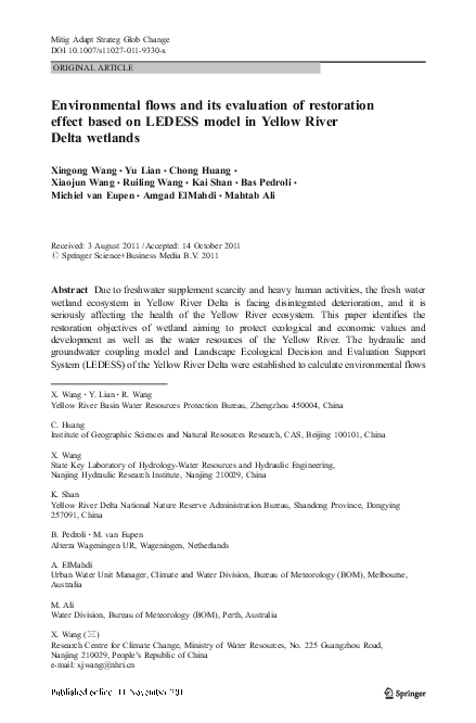 (PDF) Environmental flows and its evaluation of restoration effect ...